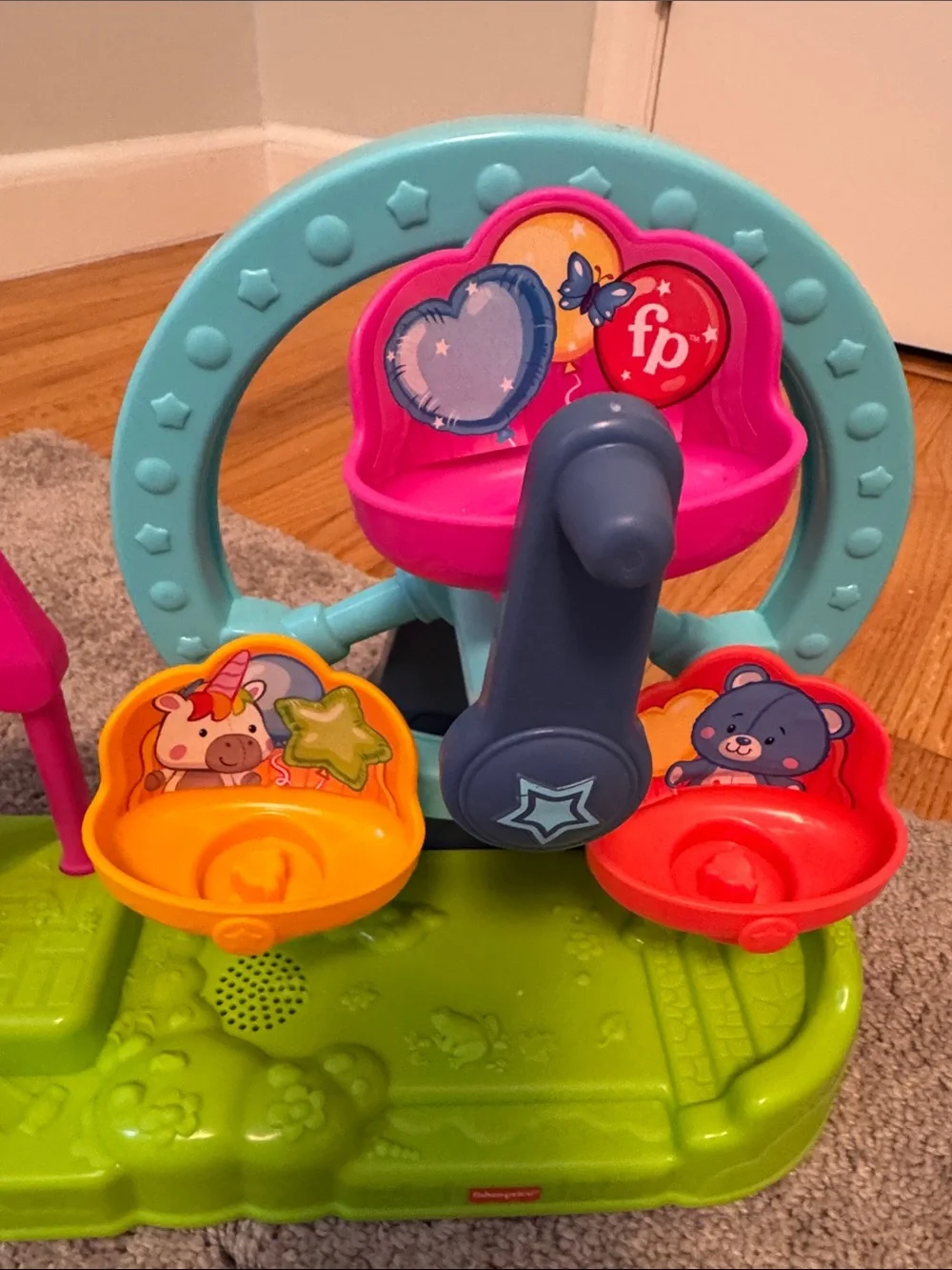 Fisher-Price Bright Teal, Pink, Orange and Red Ferris Wheel Activity Toy